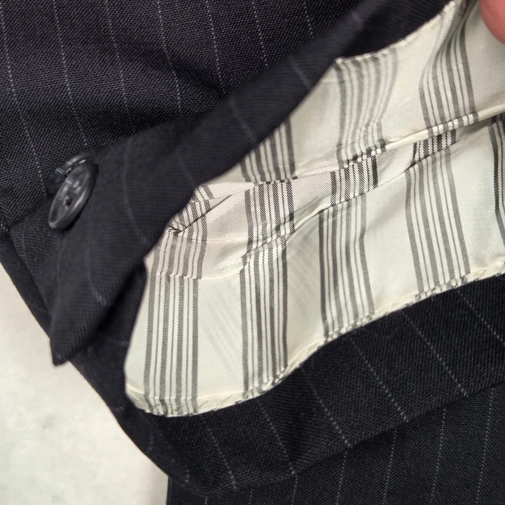Vtg Brooks Brothers Makers Pinstripe Wool Brooksease‎ Blazer 41L Navy Sport Coat